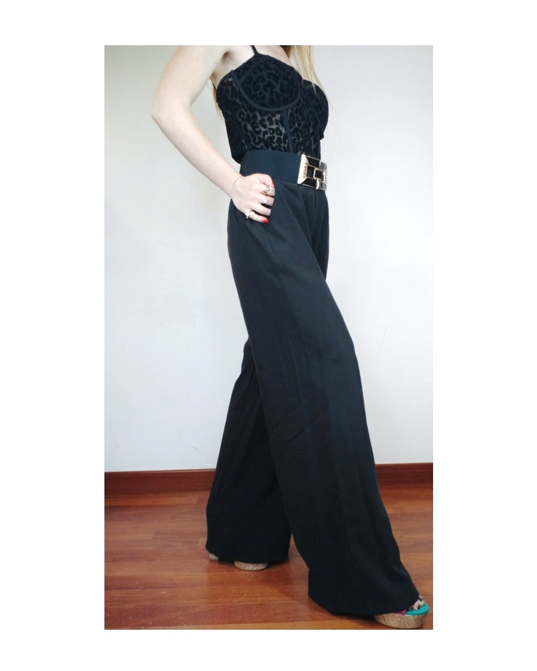 Palazzo pants 60% viscose, BLACK NEWYORK!