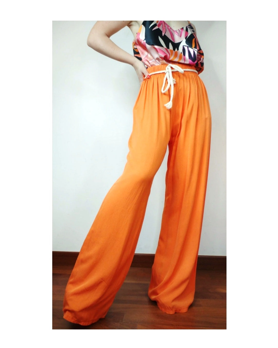 Basic 100% viscose palazzo trousers, ORANGE!