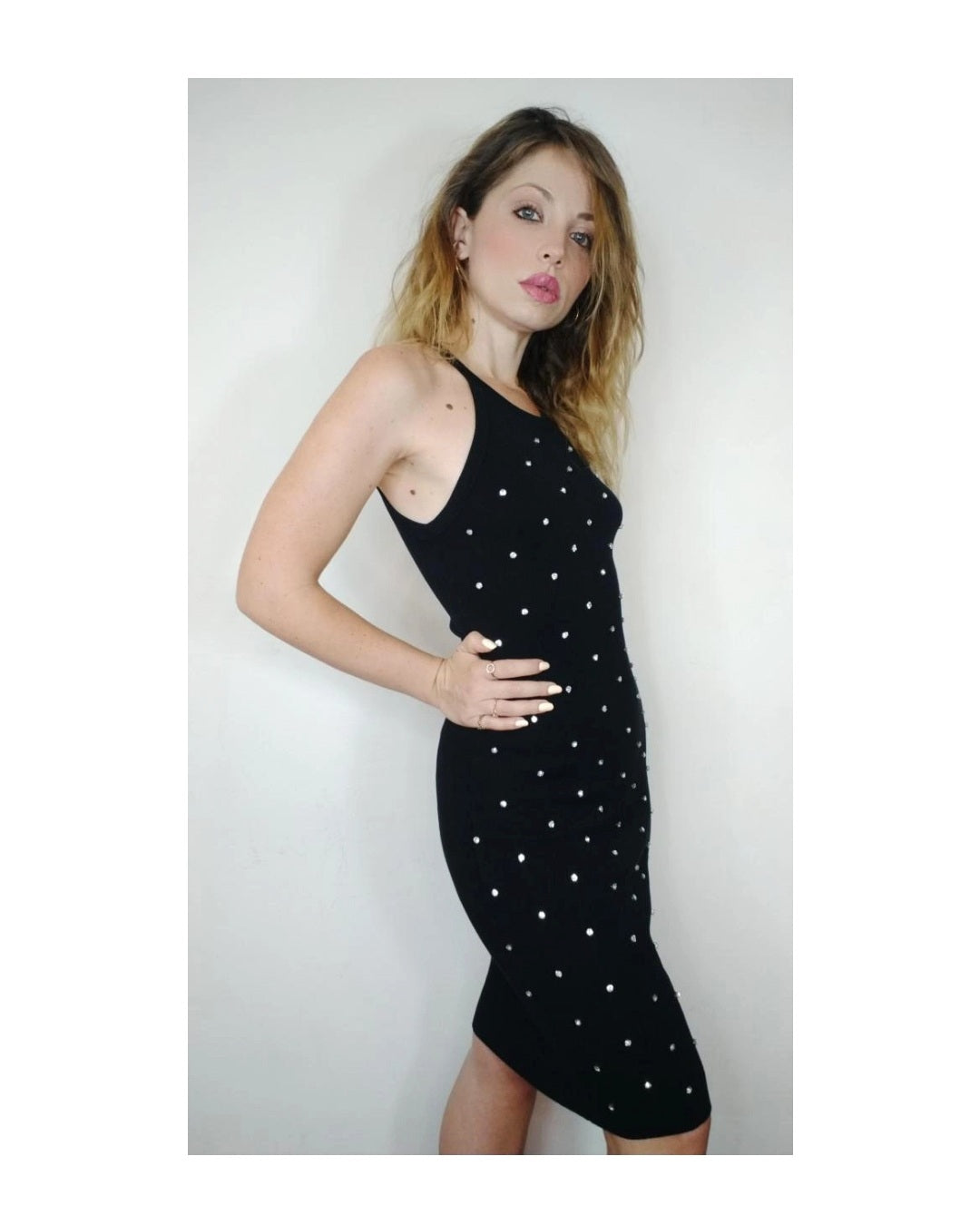 Halter neck sheath dress with studs!