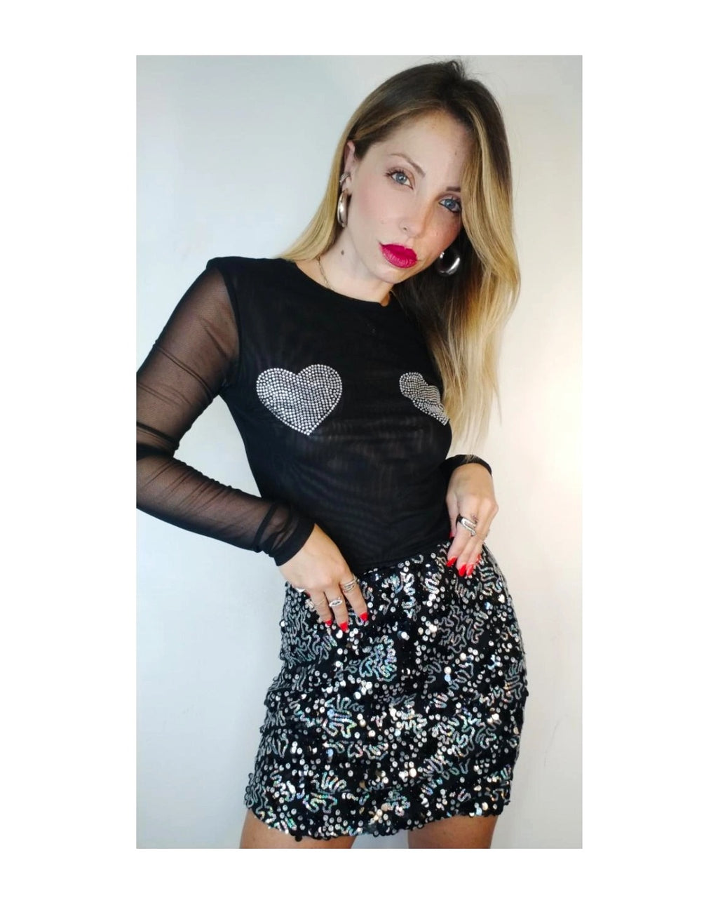 Gonna mini in paillettes NERO/ARGENTO!