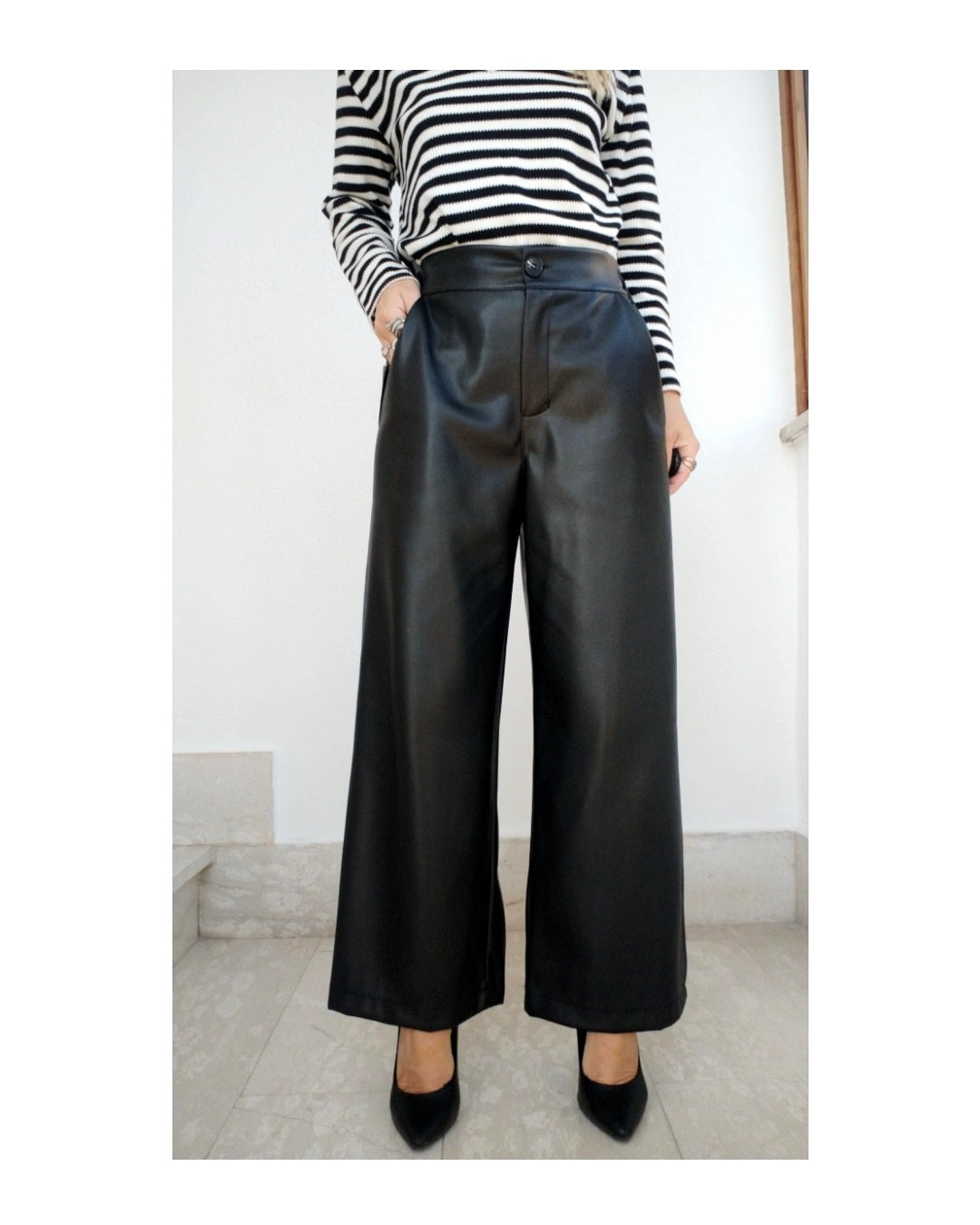 Faux leather gaucho trousers!