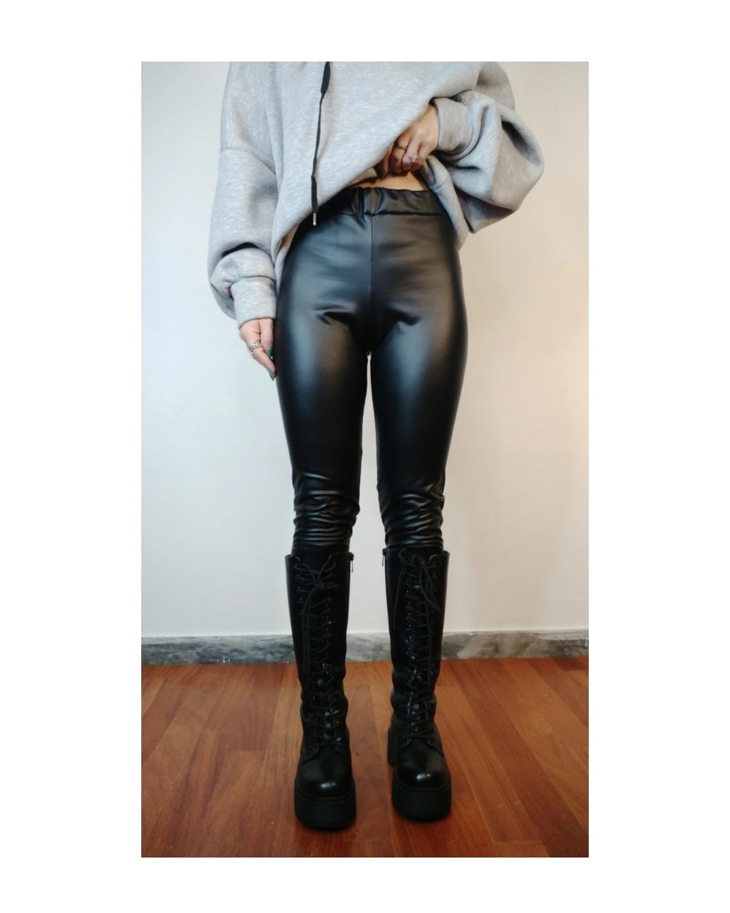Pantalone leggings ecopelle, NERO!