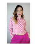 70s style patterned crop sweater: PINK!