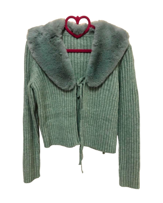 Cardigan colletto ecofur 45% viscosa!