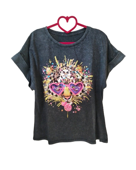 Tshirt 100% cotone, LEOPARDO OCCHIALI POP!