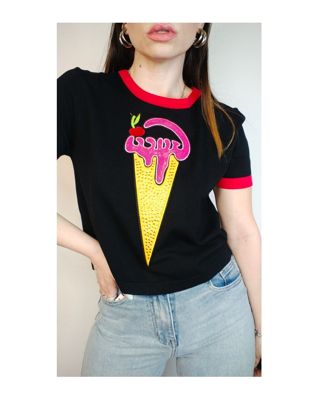 Tee crop 100% viscosa, GELATOeCILIEGIA!