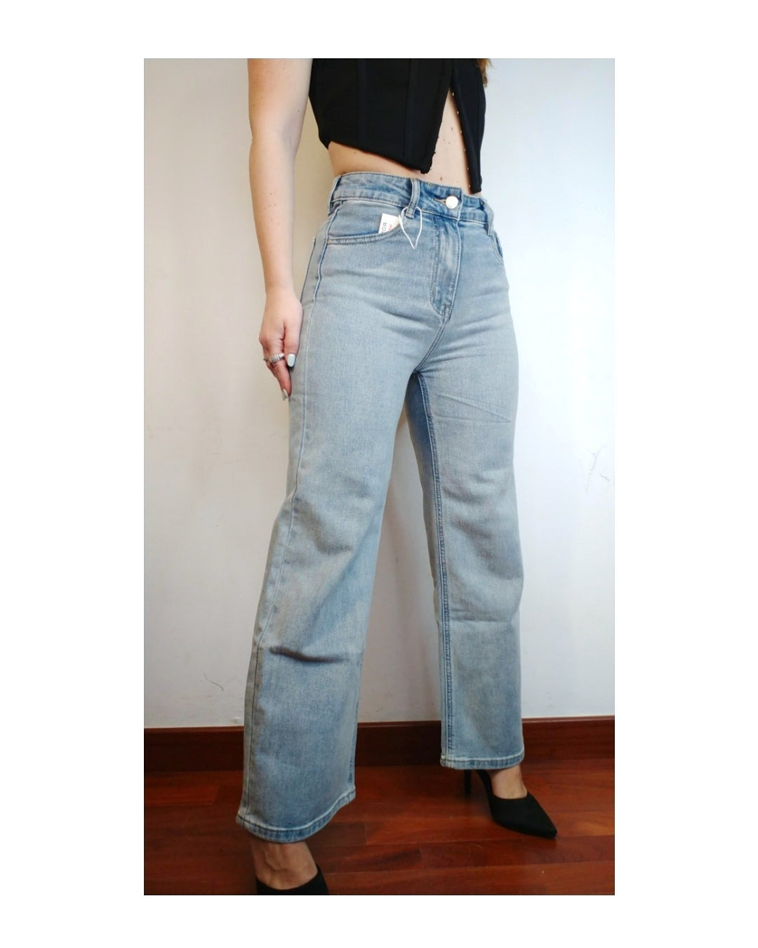 Jeans wide leg cropped lavaggio chiaro!