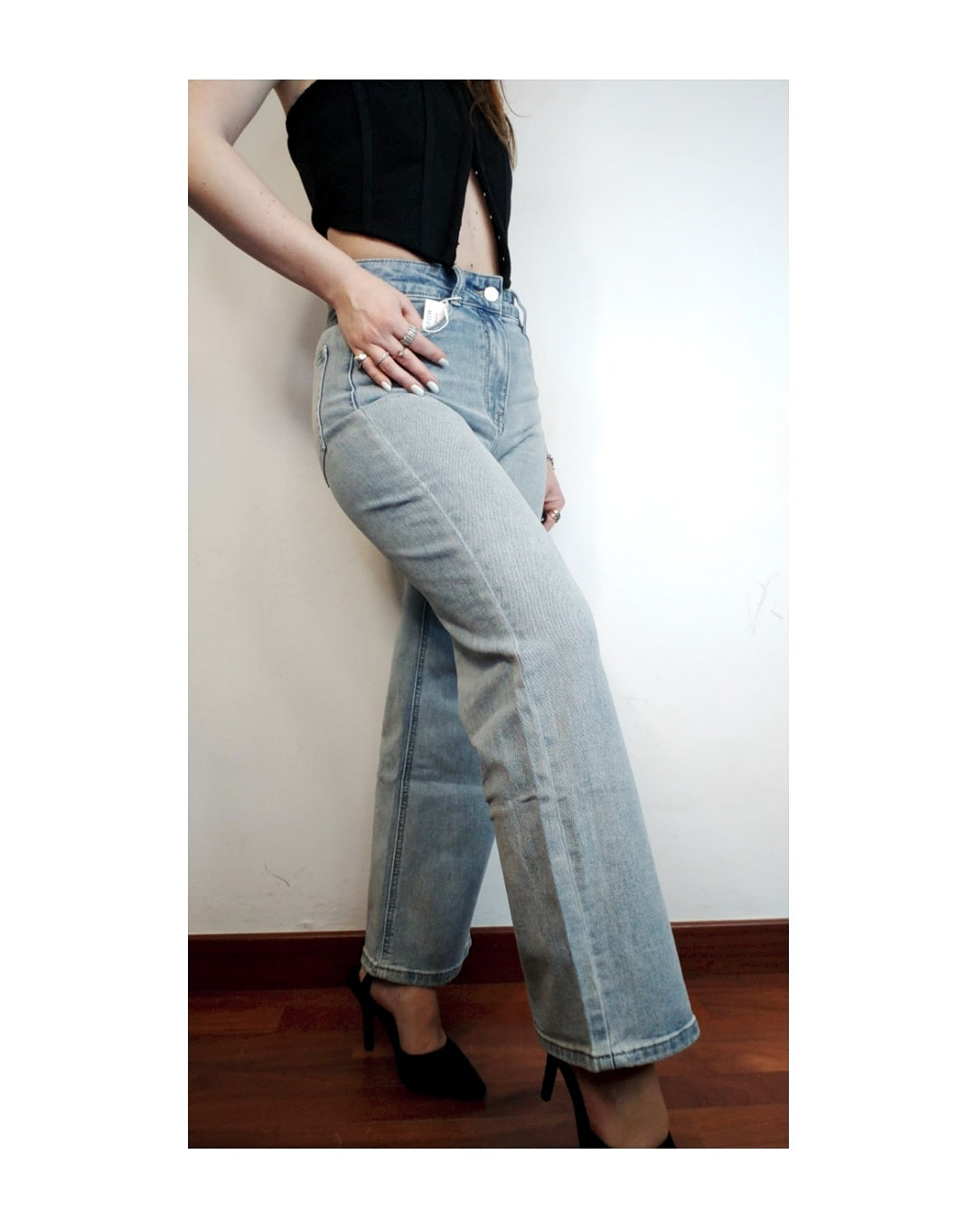 Jeans wide leg cropped lavaggio chiaro!