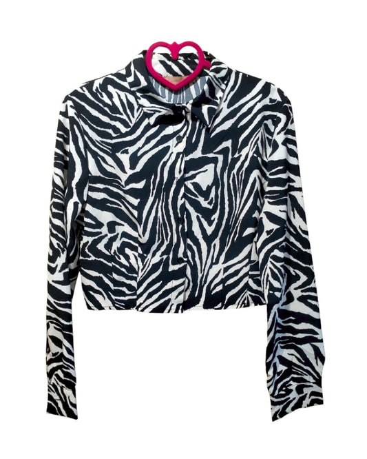 Camicia crop manica lunga, animalier!