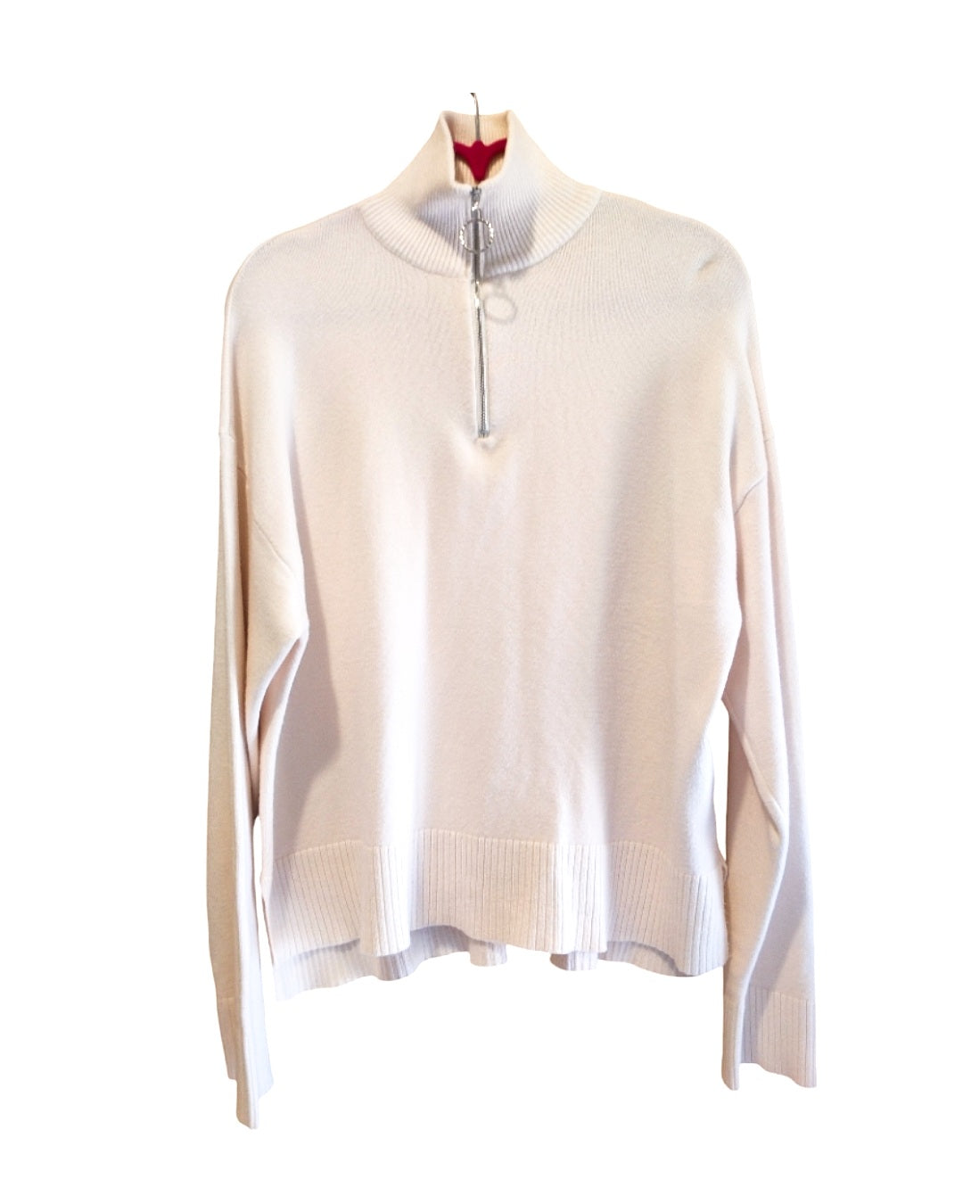 Half-zip sweater in viscose blend: CREAM!