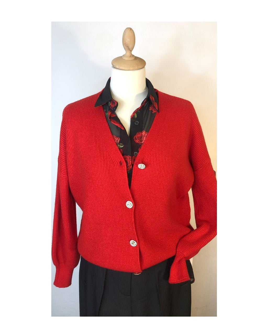 Cardigan 50% viscosa bottoni strass!