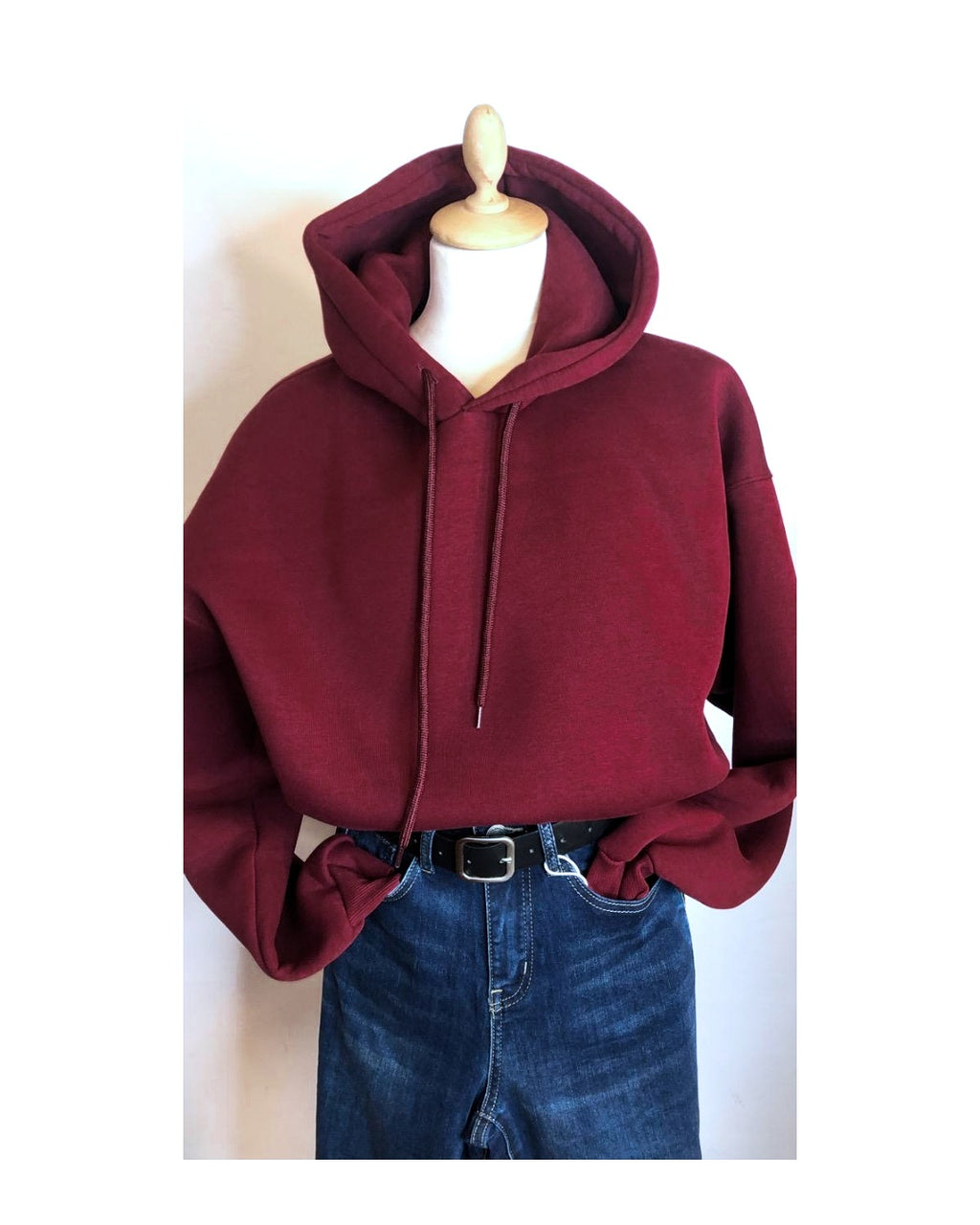 Felpa 65% cotone crop imbottita con cappuccio!