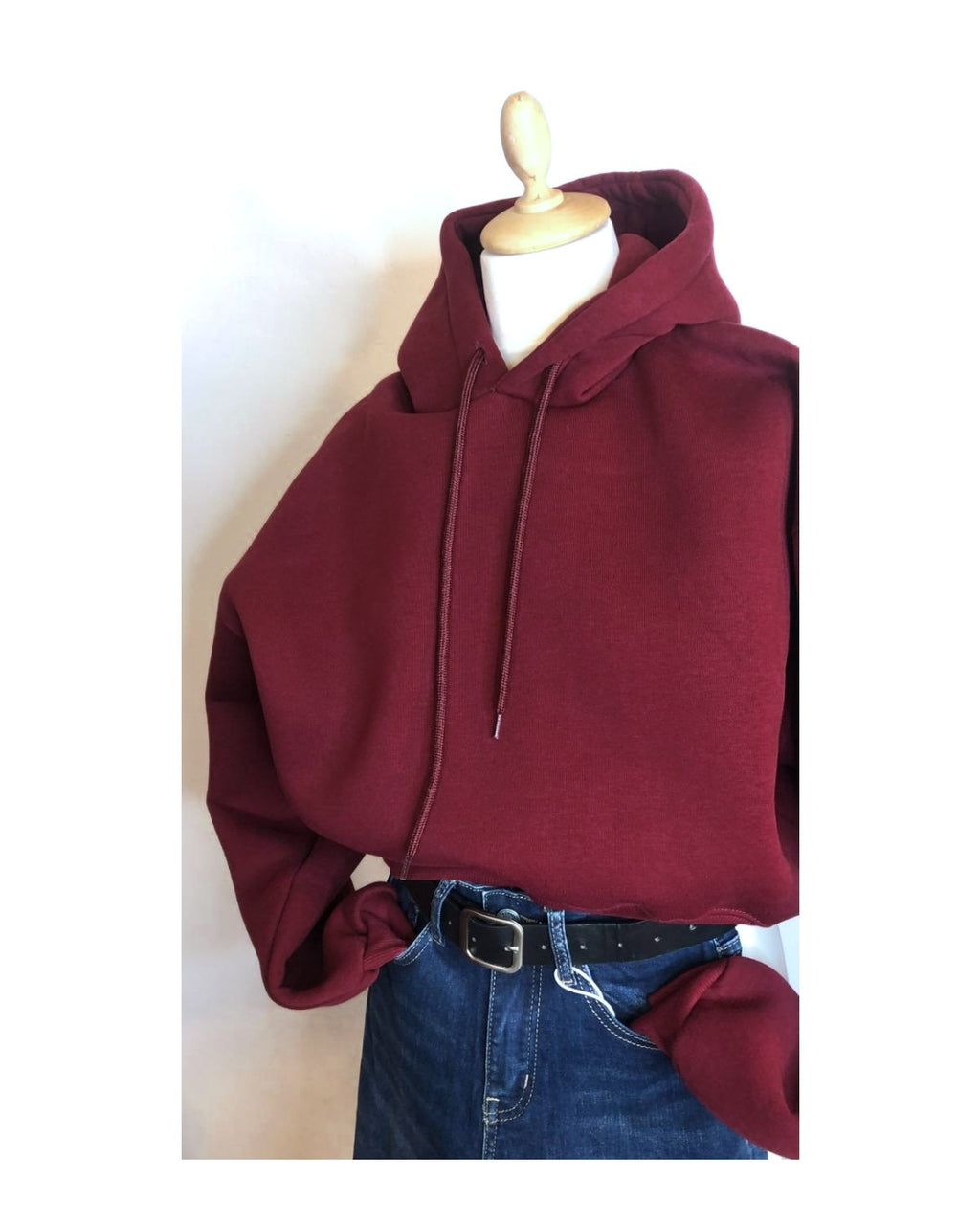 Felpa 65% cotone crop imbottita con cappuccio!