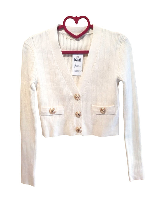 Cardigan crop 100% viscosa bottoni oro!