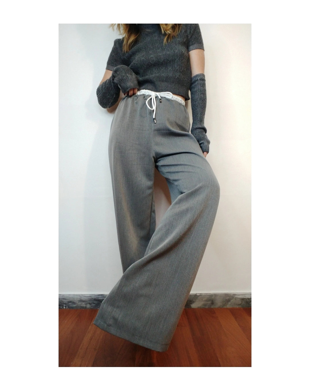 Two-tone palazzo trousers with elastic!