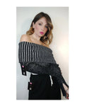 Flared off-the-shoulder sweater!