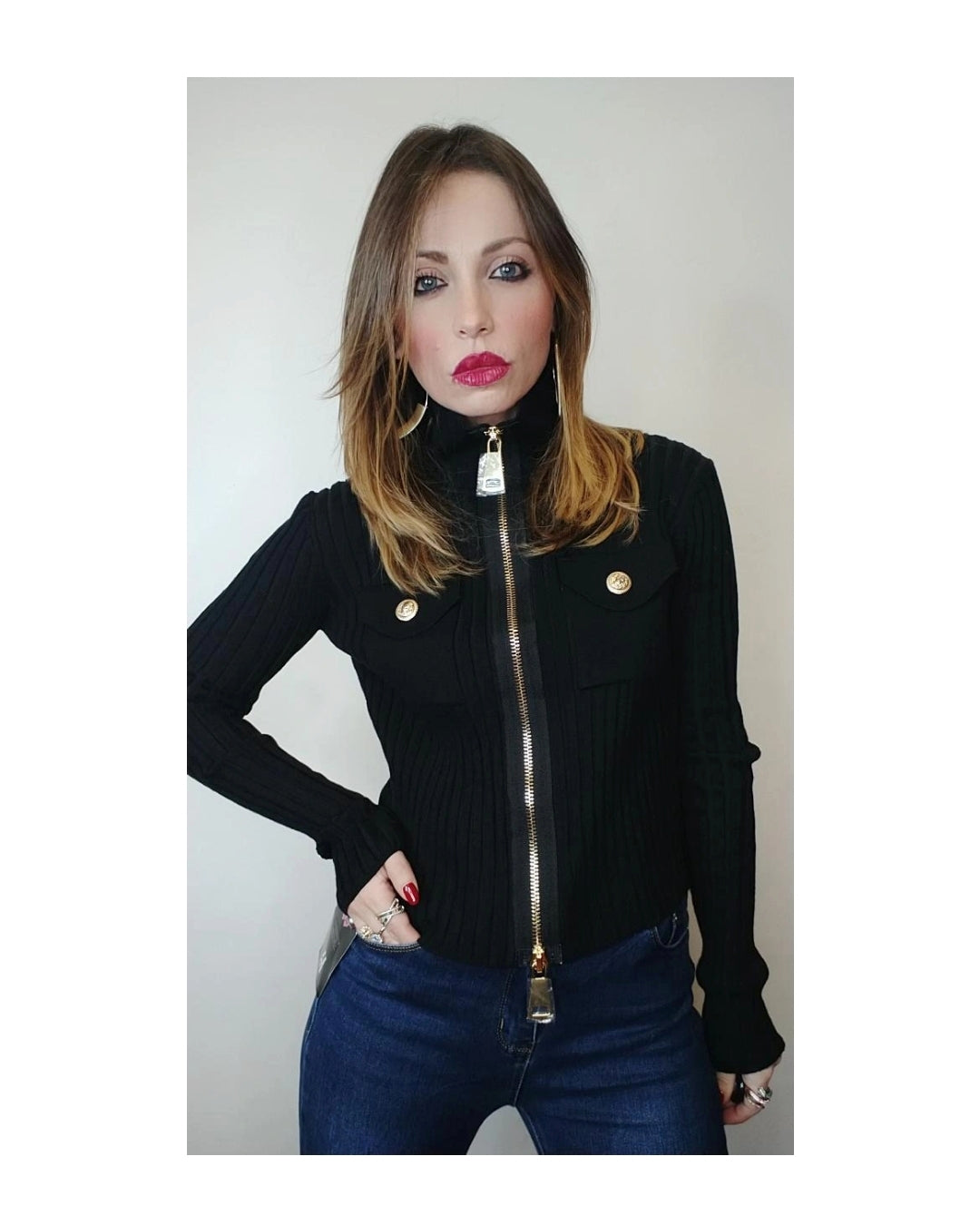 Maxi Zip Cardigan 100% viscose, BLACK!