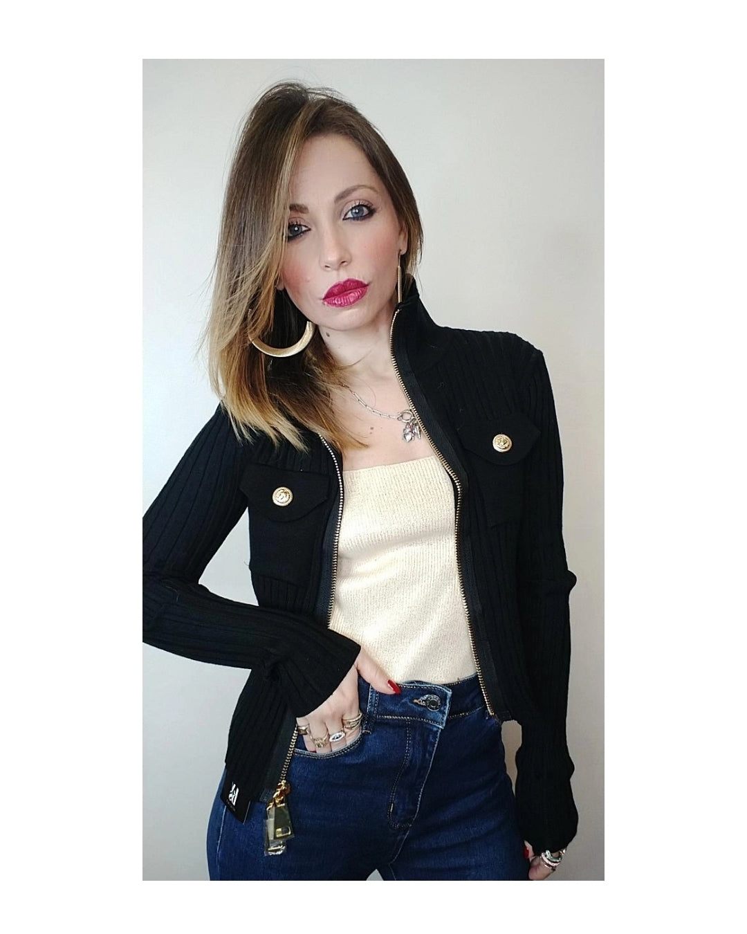 Maxi Zip Cardigan 100% viscose, BLACK!