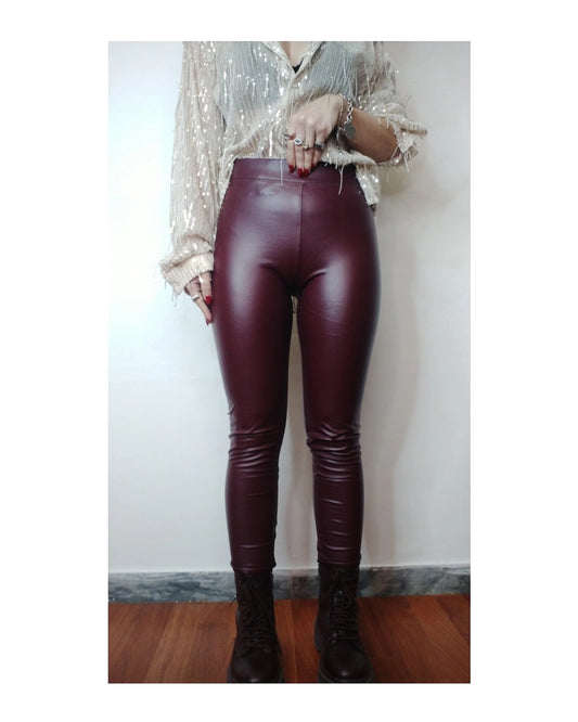 Plush faux leather leggings!