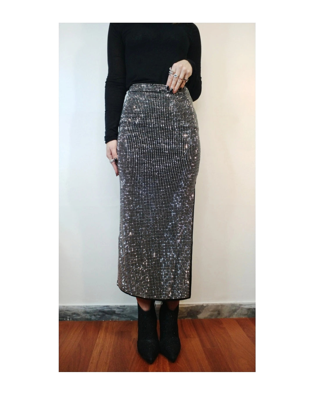 Gonna 95% cotone longuette con brillantini shine!