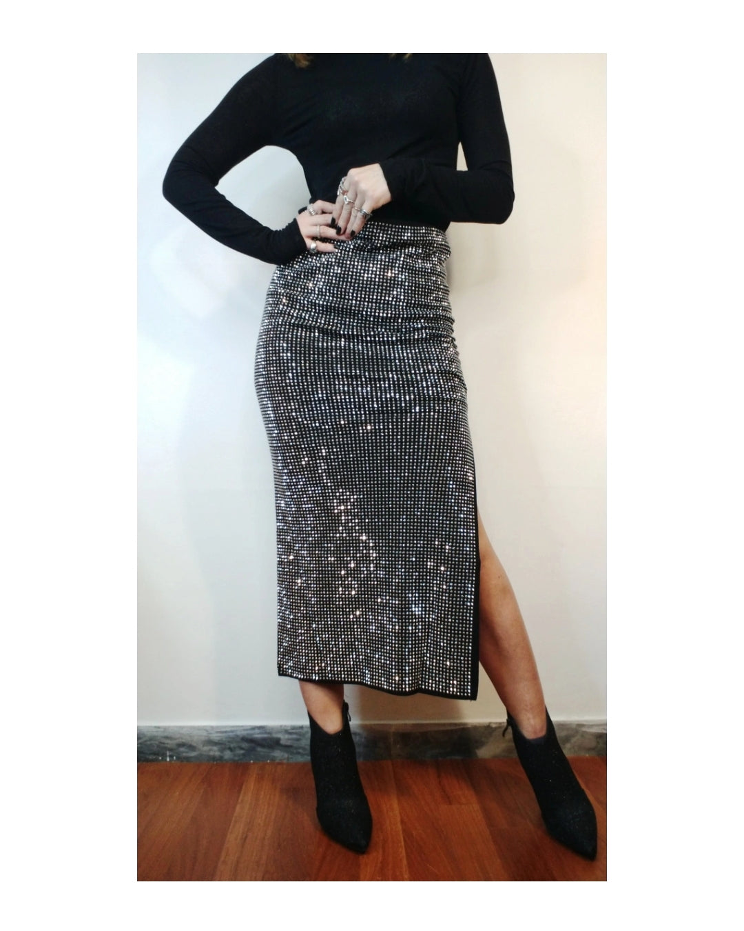 Gonna 95% cotone longuette con brillantini shine!