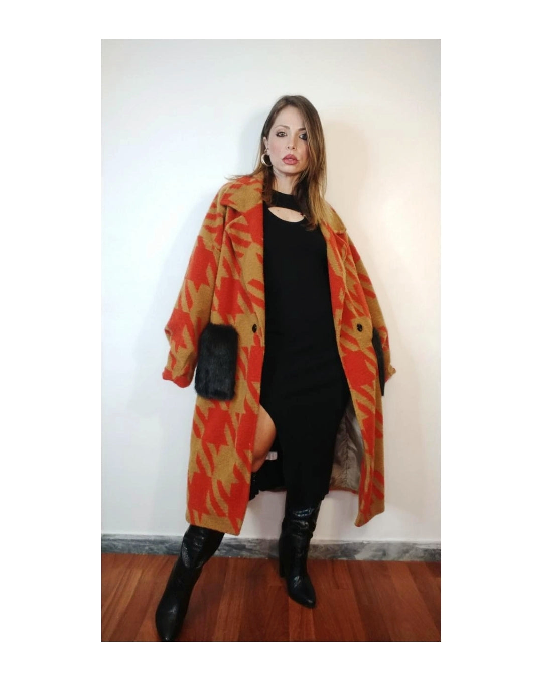 Ecofur pocket coat: ORANGE!