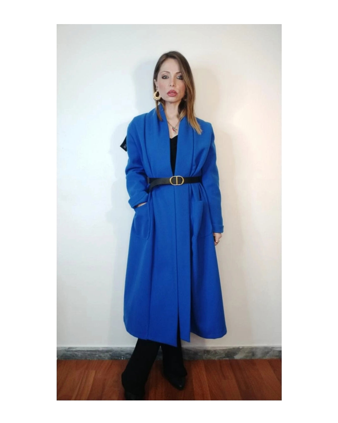 Cappotto aperto con cintura, BLU ELETTRICO!