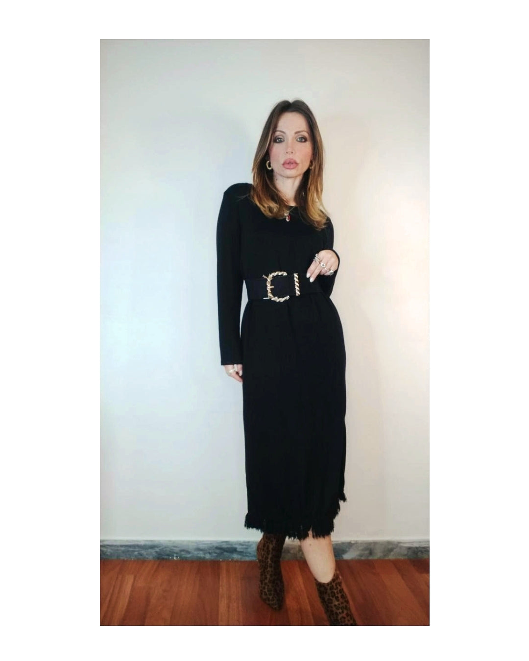 Straight double slit dress with fringes: GRAY or BLACK! – Le Vesti di  Sibilla