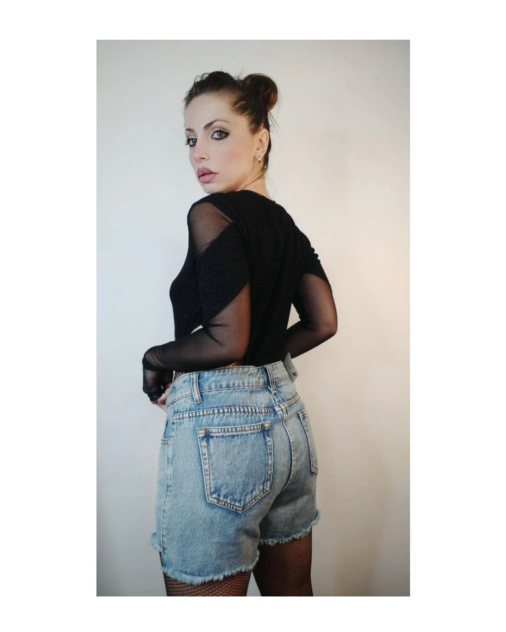 Maglia body trasparente scollo alto 'VedoNonVedo' LUREX!