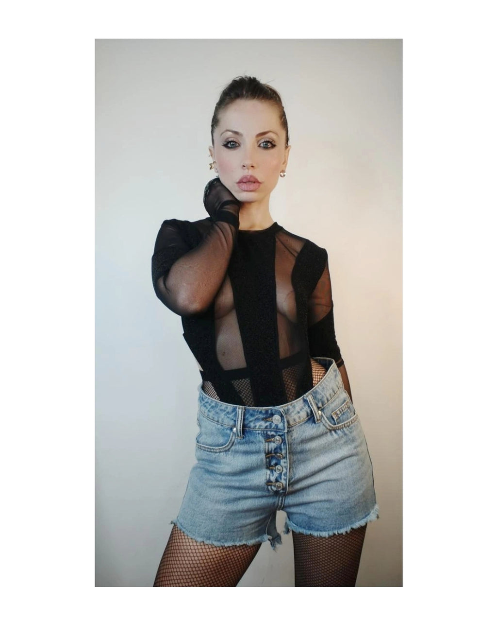 Maglia body trasparente scollo alto 'VedoNonVedo' LUREX!