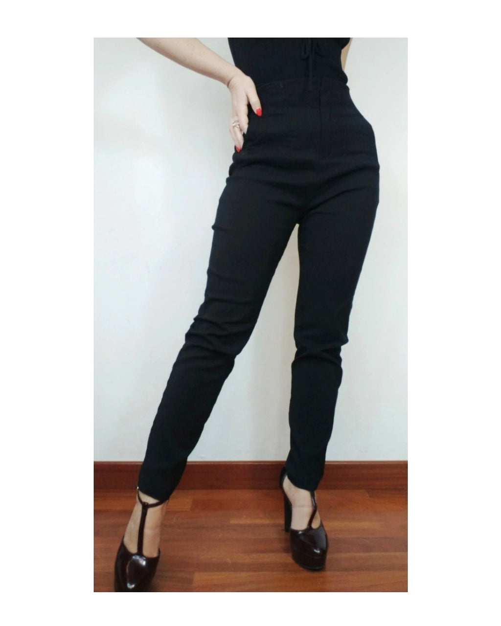 Pantalone super vita alta in tessuto!