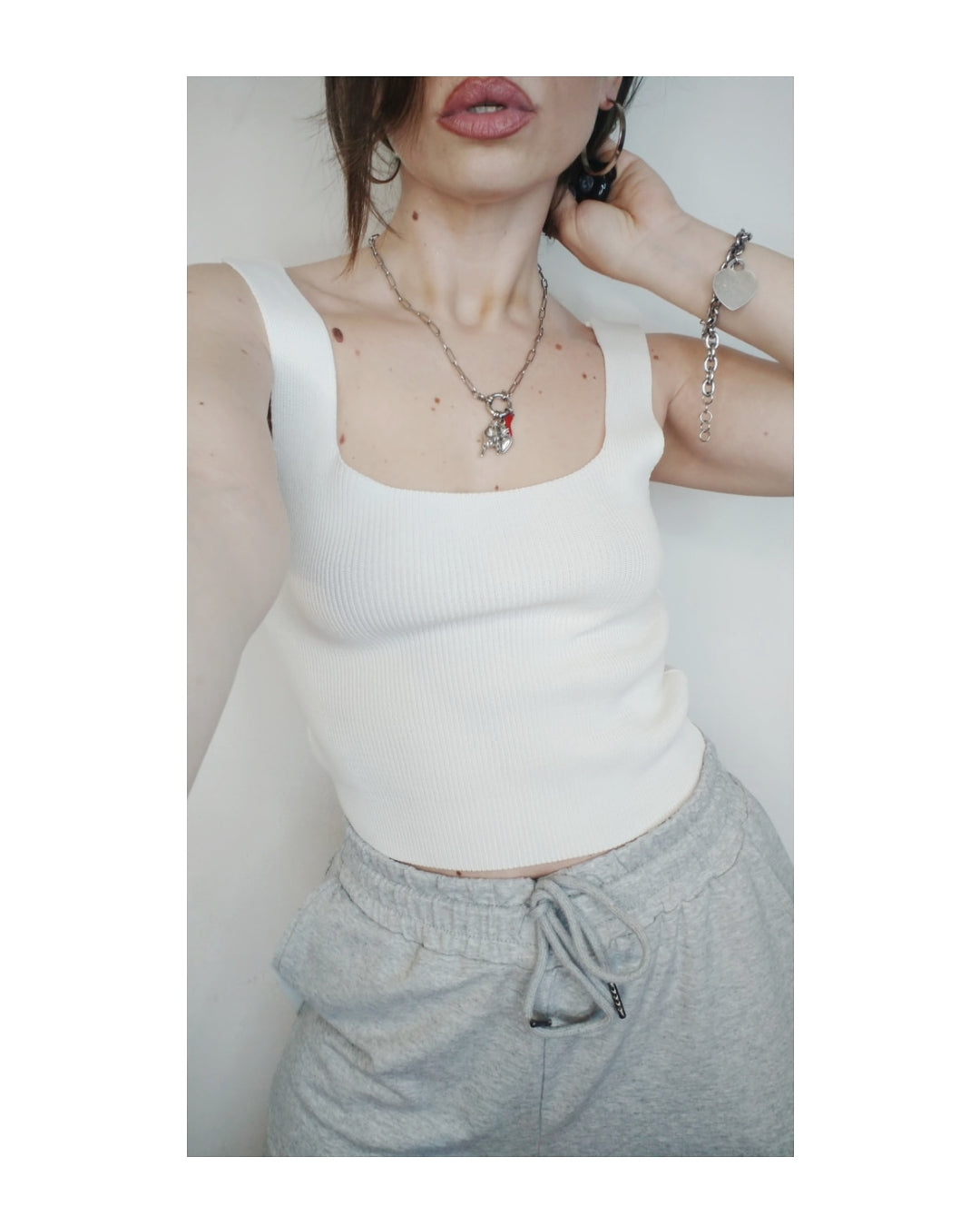 Square neckline wire top, WHITE!