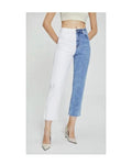 Jeans no stretch slim fit bicolor denim/bianco!