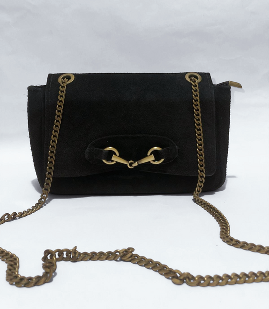 Borsa con tracolla in vera pelle con chiusura clip!