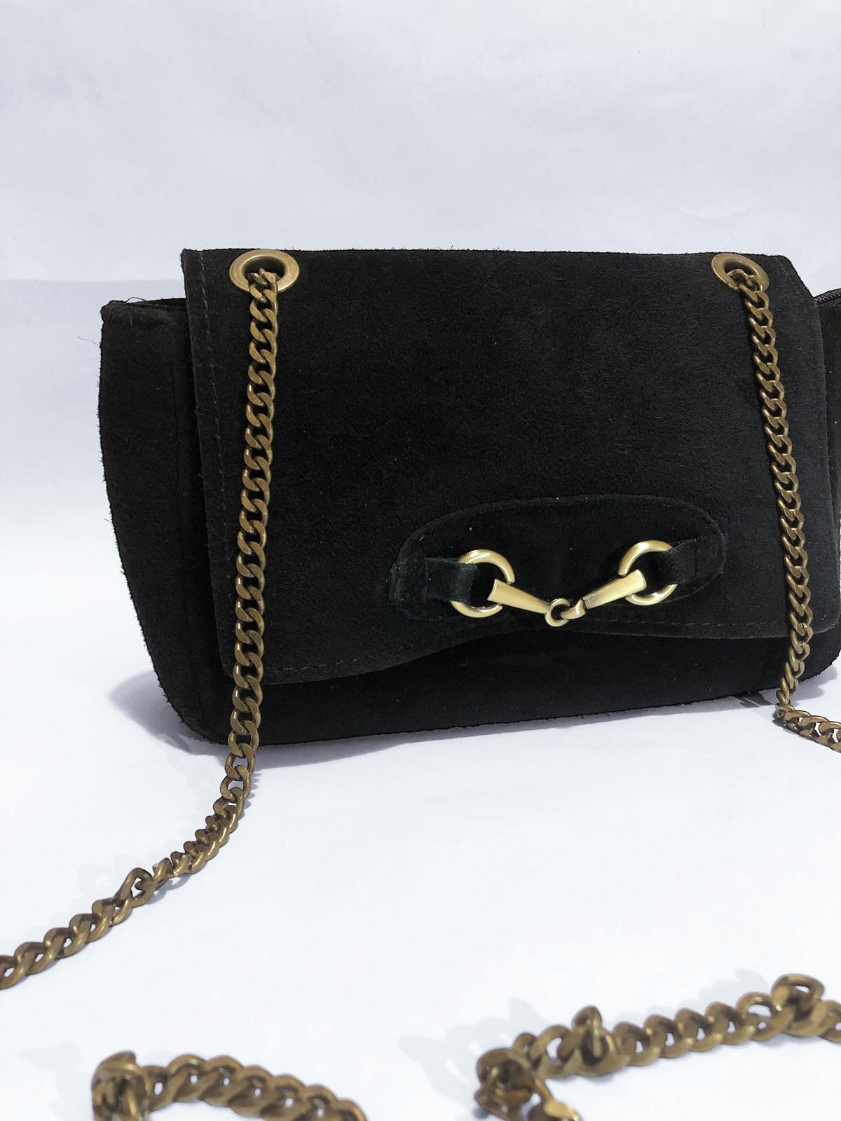 Borsa con tracolla in vera pelle con chiusura clip!