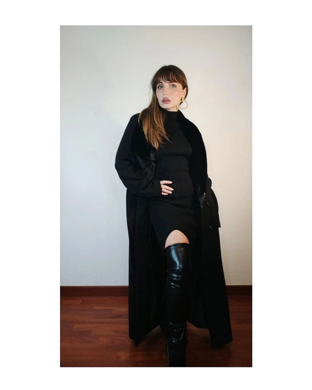 Cappotto lungo con collo ecofur e bottoni!