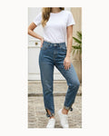 Jeans ankle regular con risvolto!