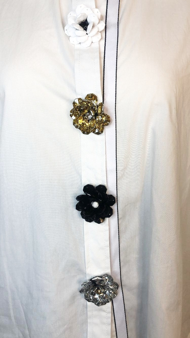 Camicia 100% cotone con maxi bottoni in strass!