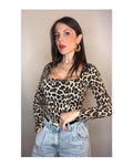 Maglia scollo quadrato leopardata!