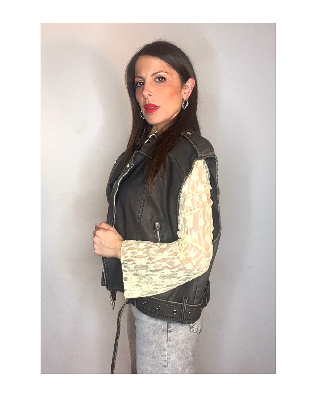 Gilet Chiodo Ecopelle Grigio Sfumato!