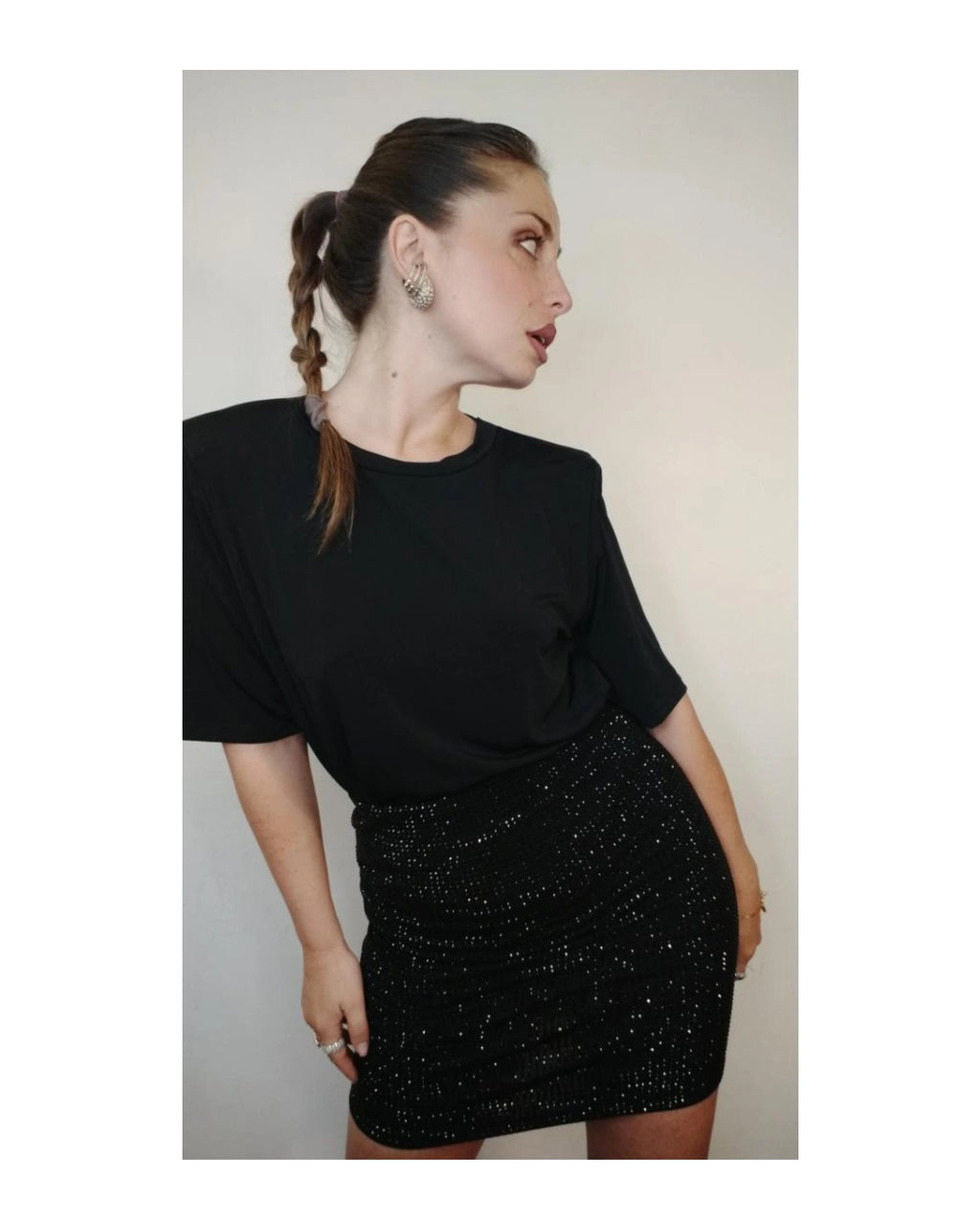 Gonna tubino 95% cotone full strass!