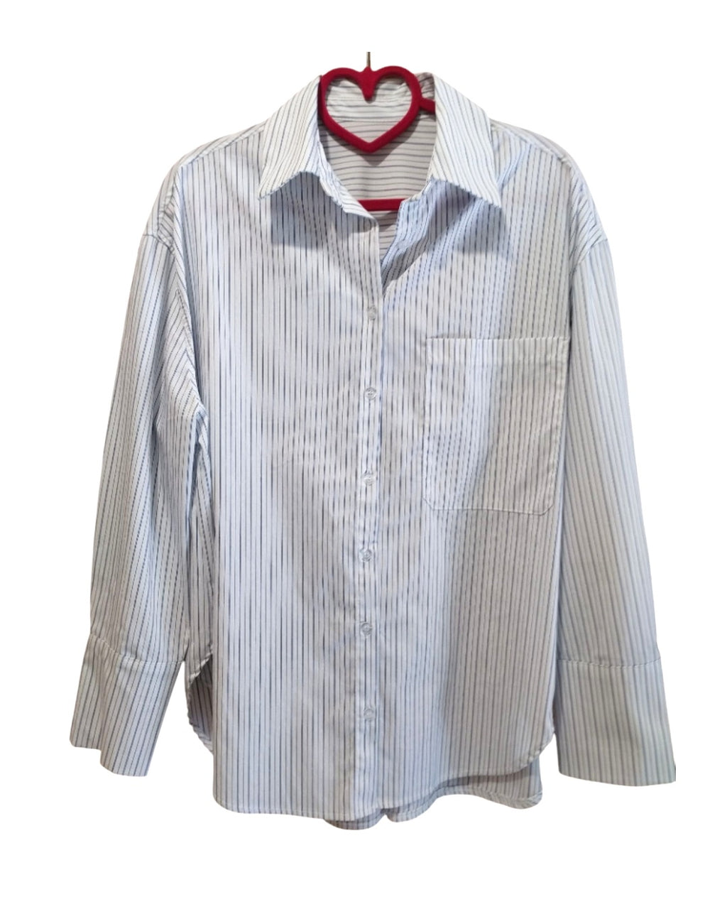 Camicia Over 67% cotone a righe bluette!
