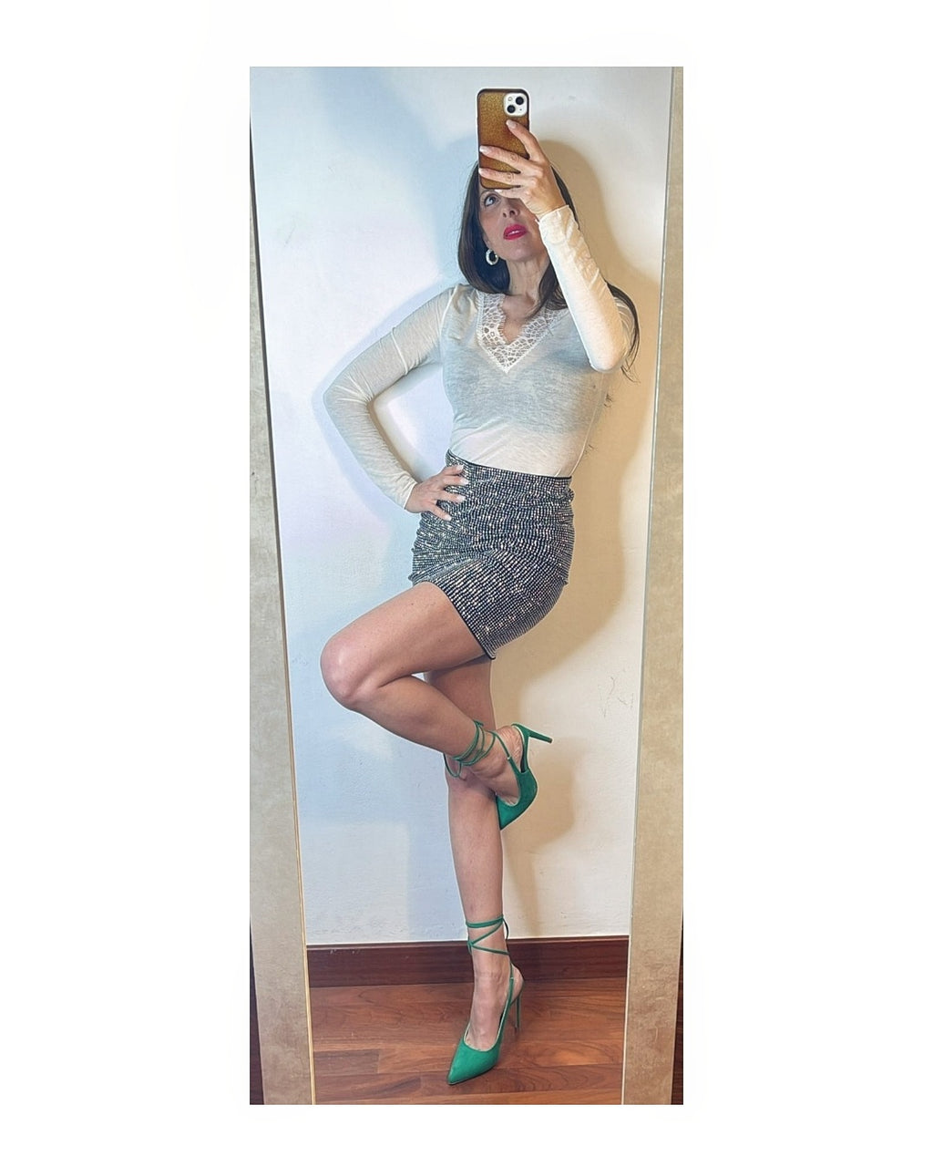 Gonna tubino 95% cotone full strass!