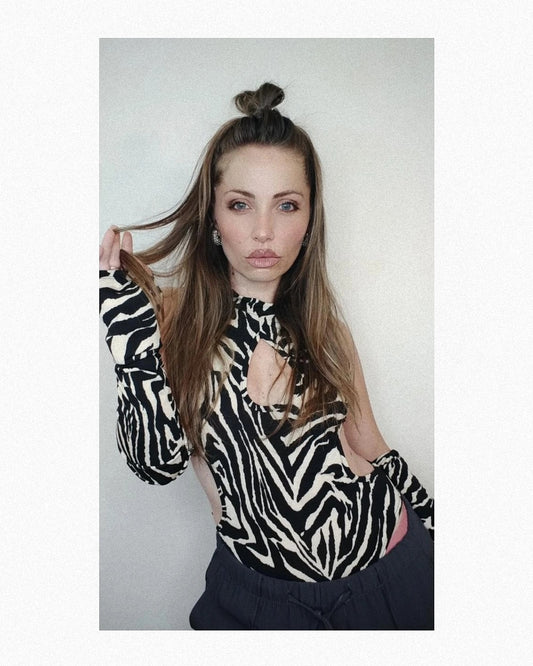 Body cut out con goccia e manicotti, ANIMALIER ZEBRATO!