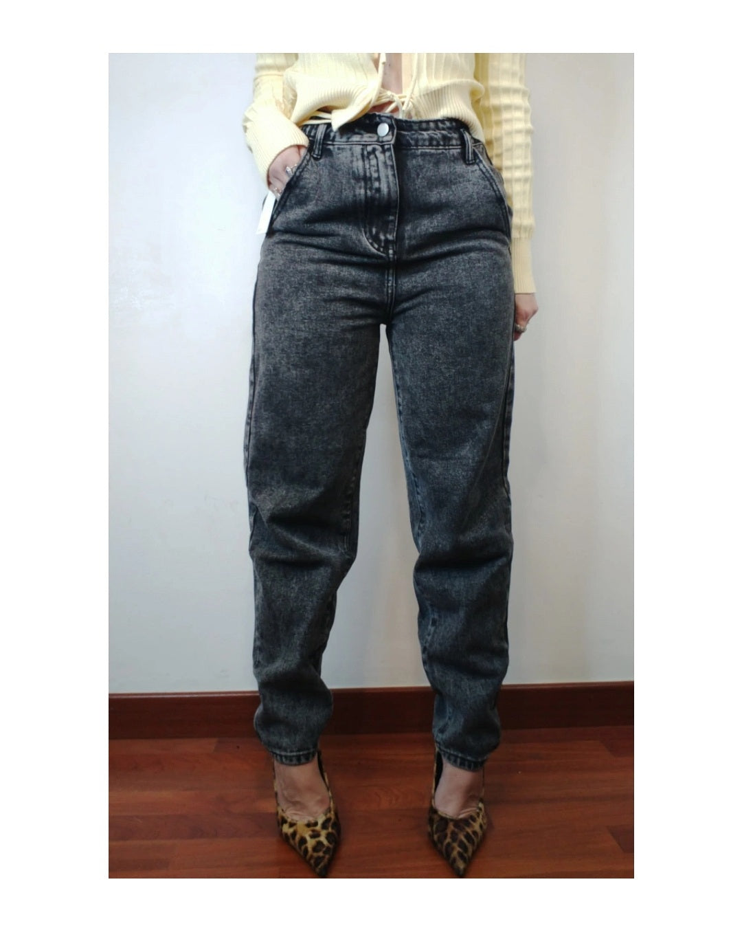 Jeans balloon fit high waist sfumato nero!