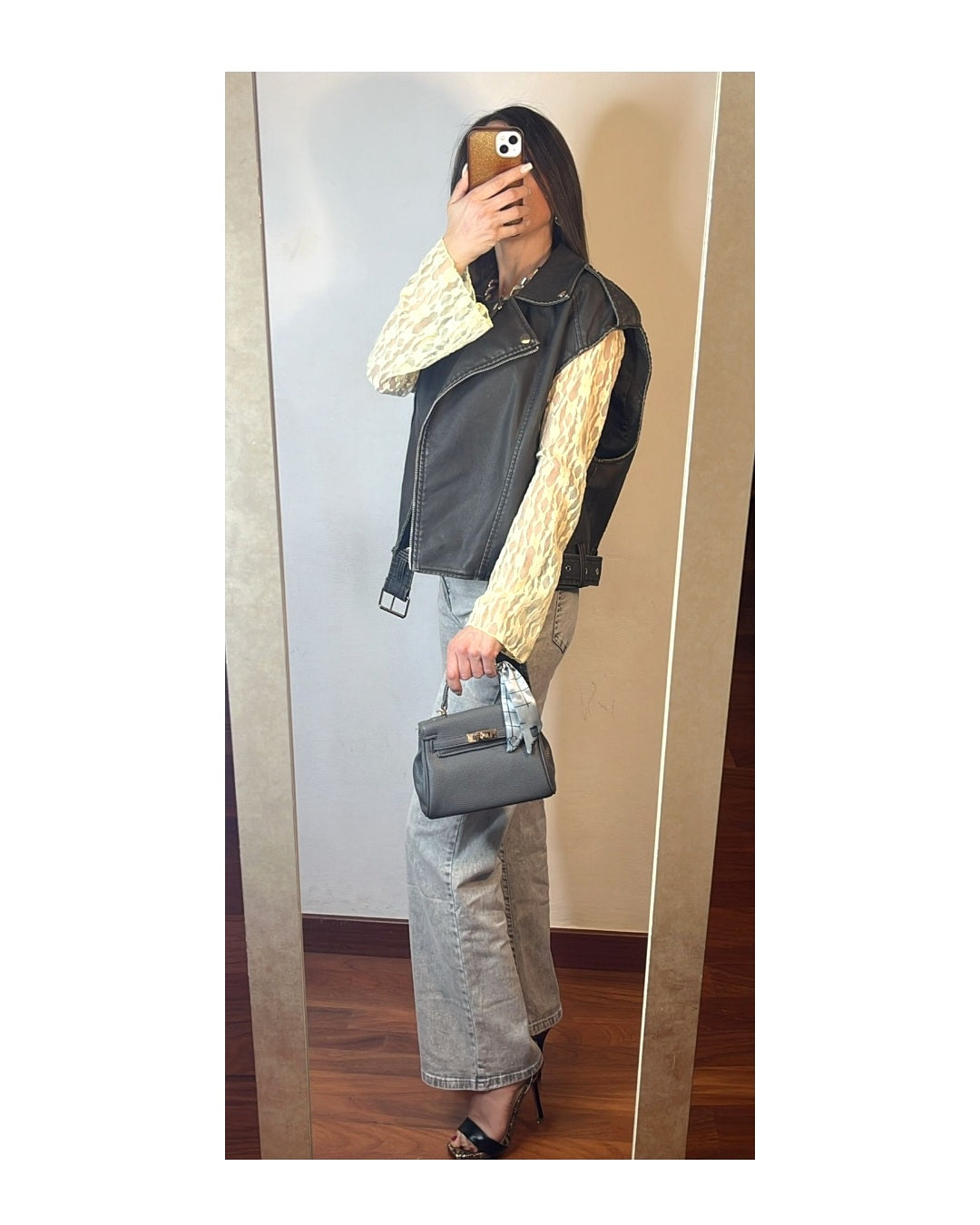 Gilet Chiodo Ecopelle Grigio Sfumato!