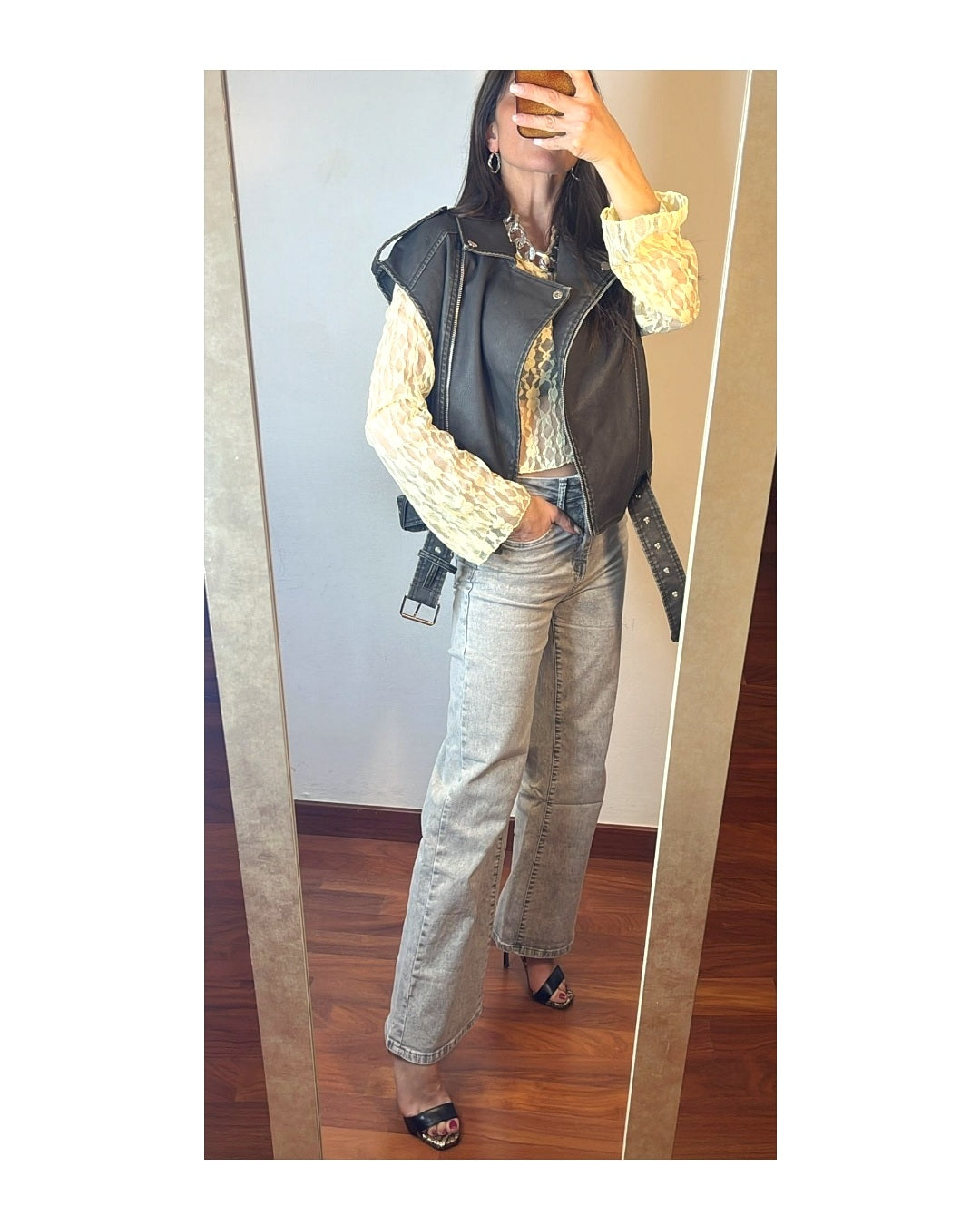 Gilet Chiodo Ecopelle Grigio Sfumato!