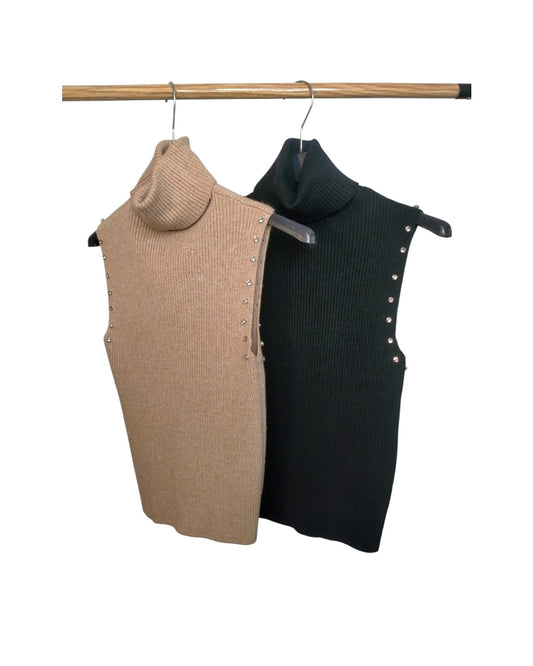 Maglione dolcevita smanicato 45% viscosa!