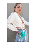 Cropped weave blazer: ROYAL or WHITE!