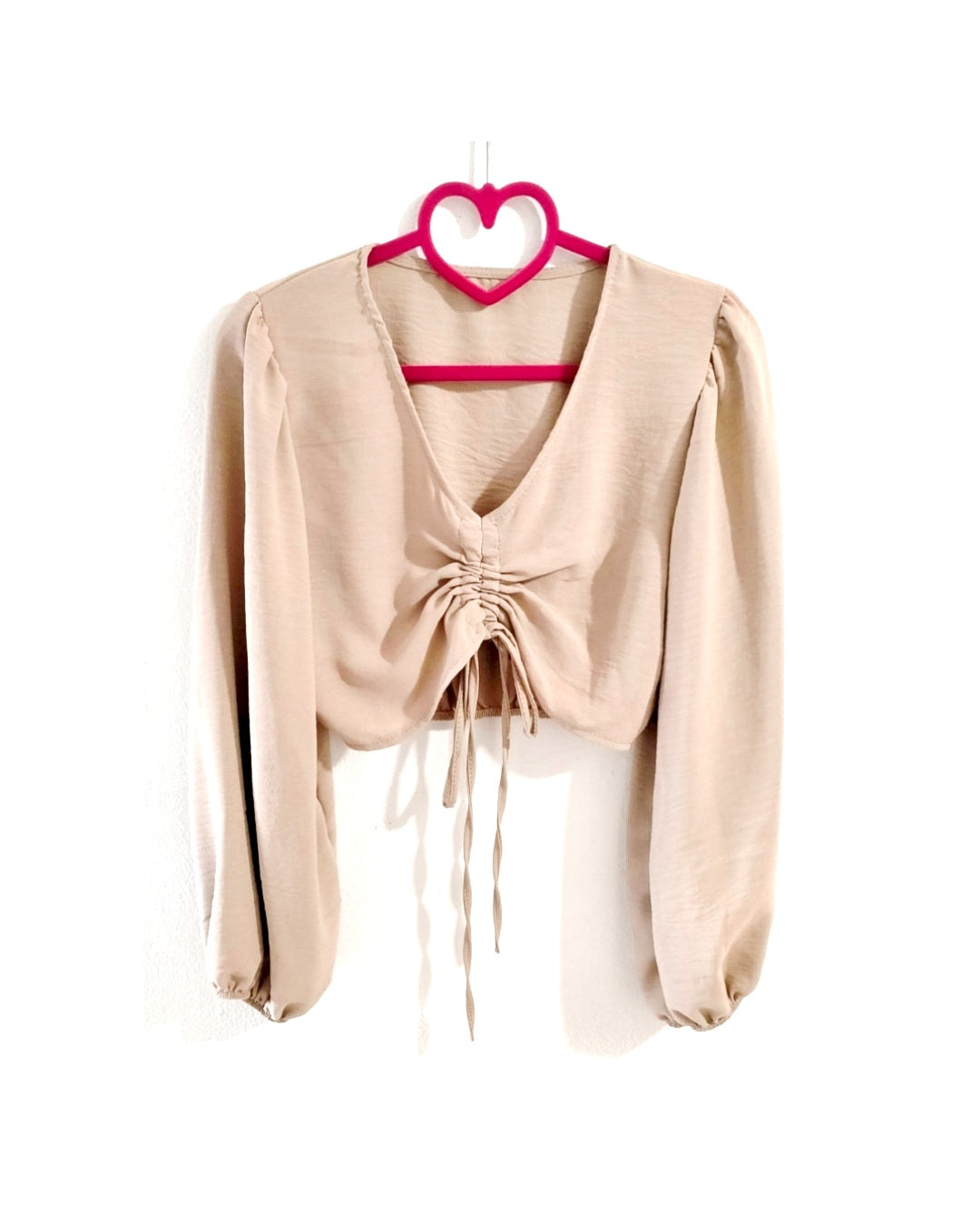 Tie crop blouse: BLACK or SAND!